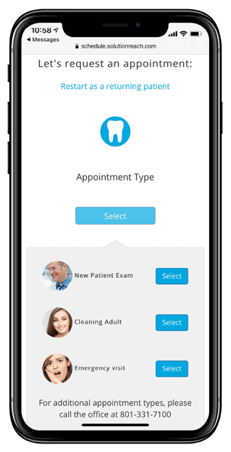 Request an appointment on moblie device