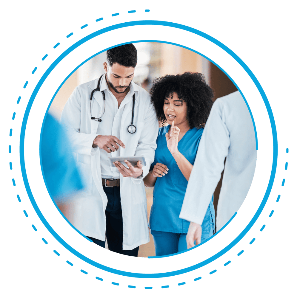 Nurse and doctor creating patient acquisition strategy