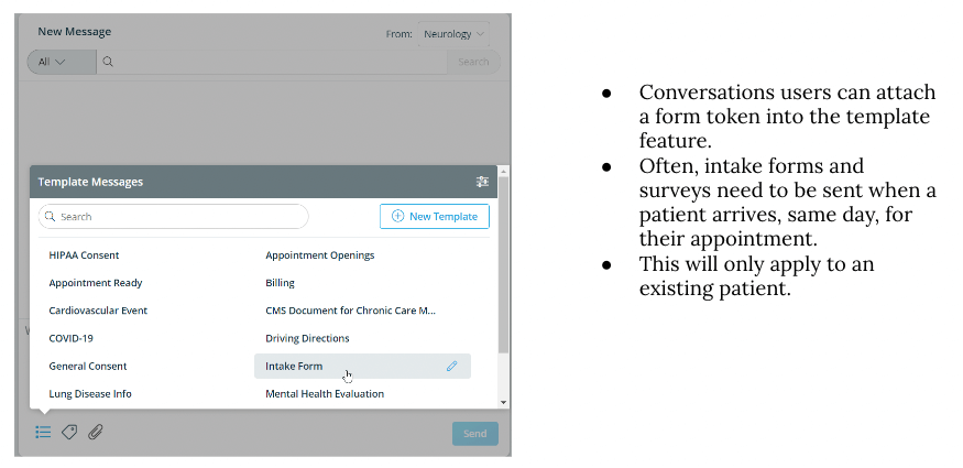 Conversations intake form screen shot